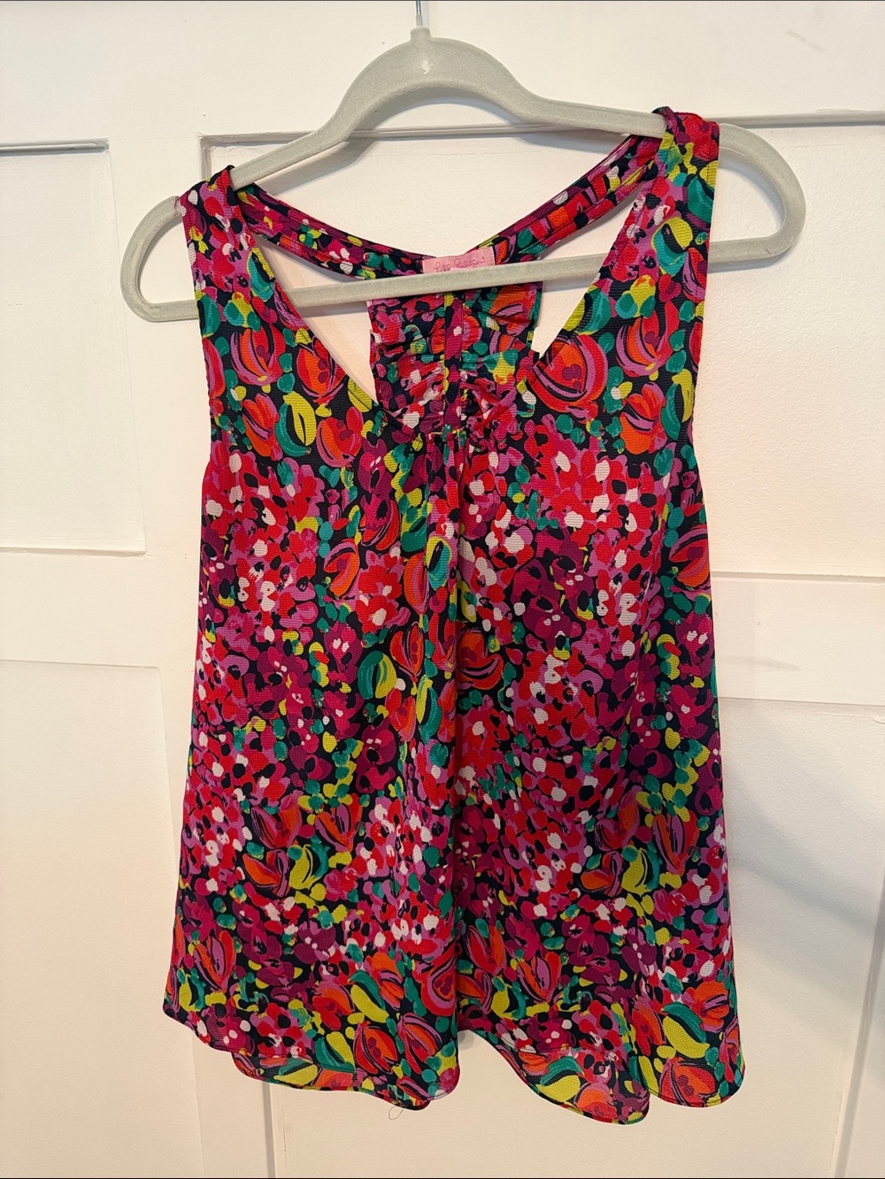 Bright Floral Pink Sleeveless Women's Top